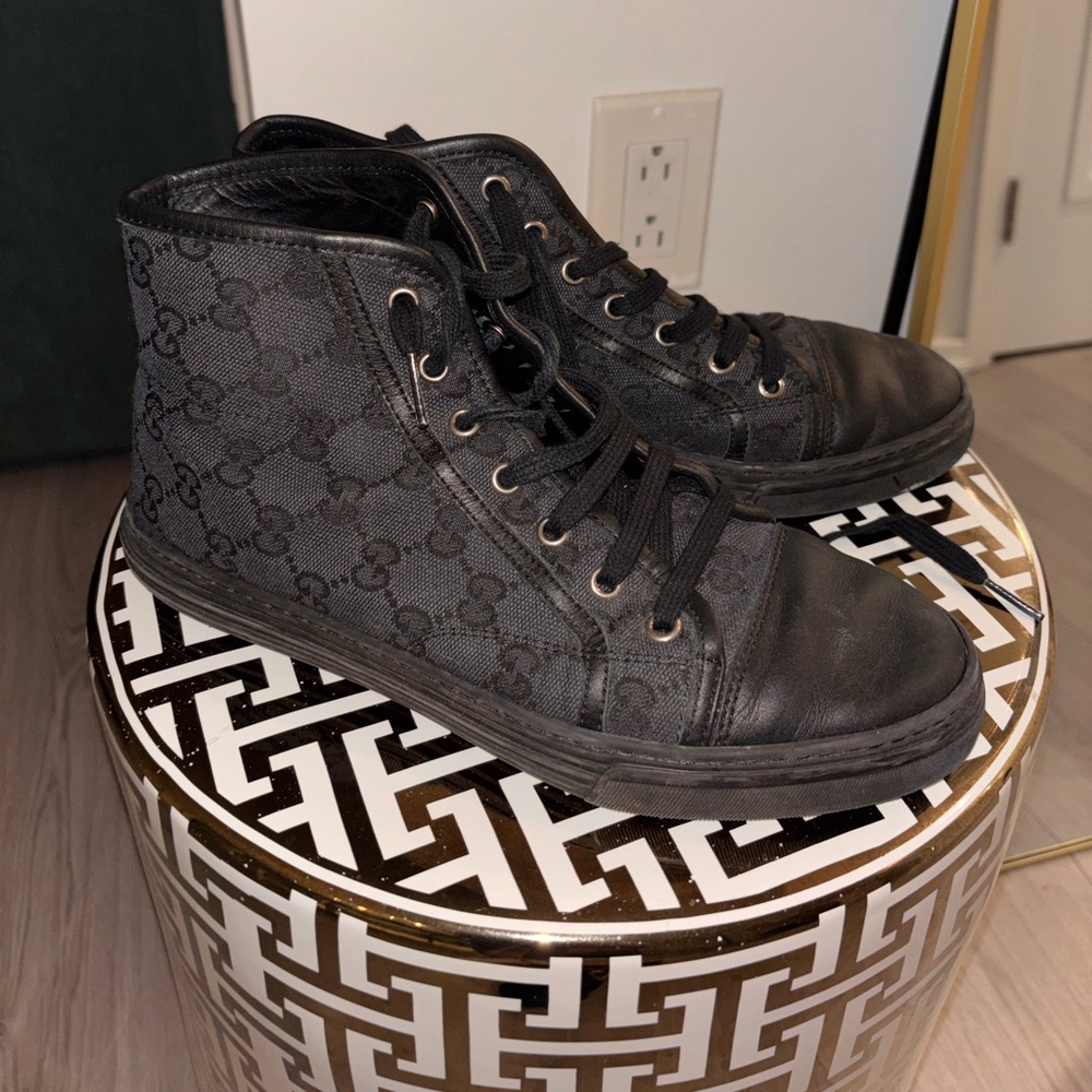 Gucci Monogram Black High-Top Sneakers